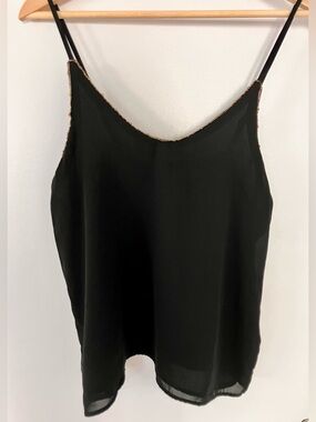 Black Spaghetti Strap Camisole with Gold Trim